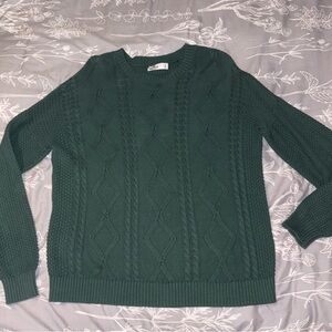 Hollister Green Crewneck Sweater Classic Knit